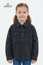 GIRLS MANNING DOUBLE POCKET CROPPED DENIM JACKET - Smgarment's